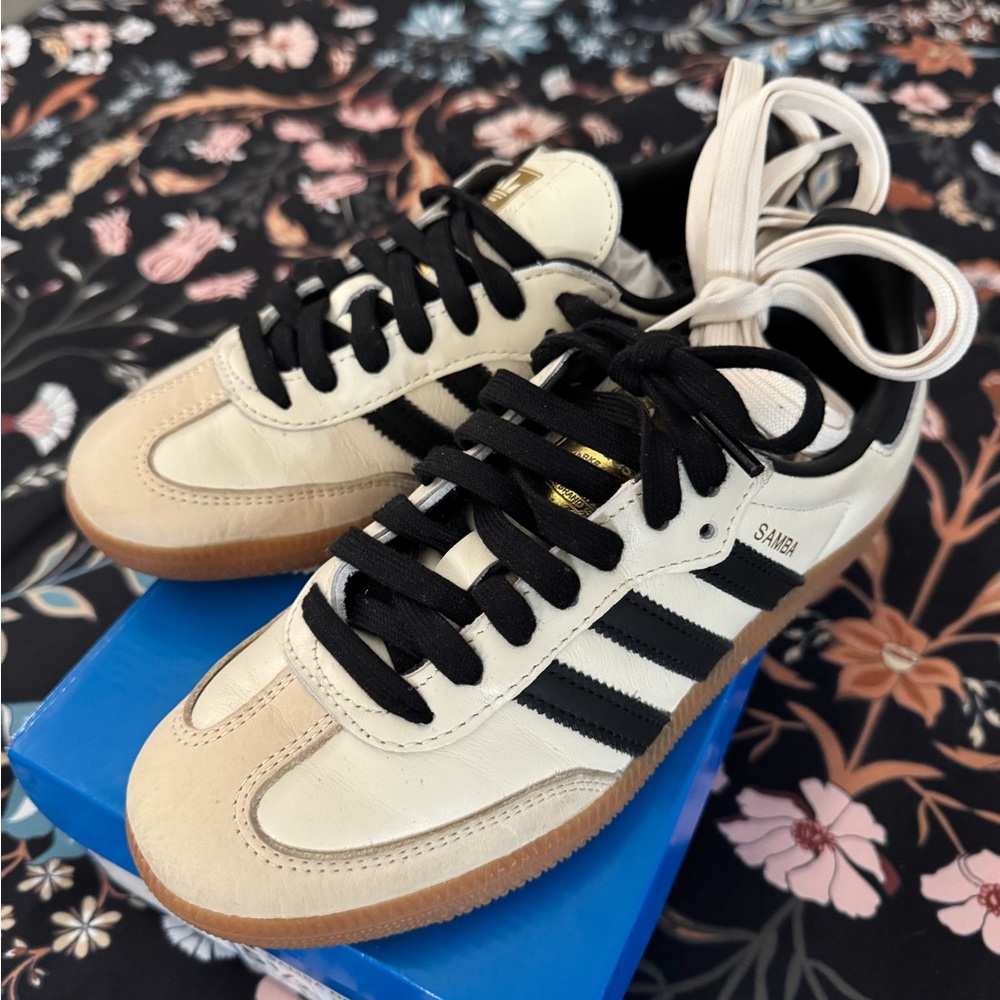 Adidas Samba OG Cream White/Black/Sand Strata Gold